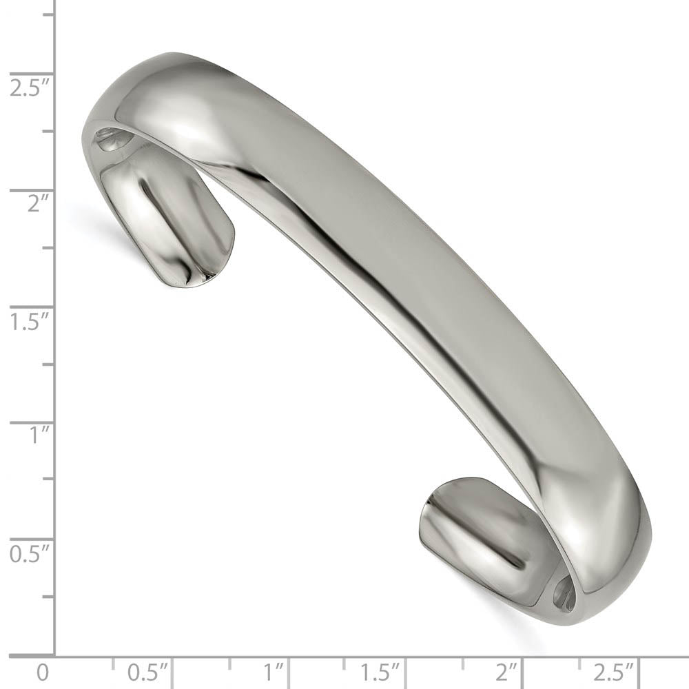Men's 10mm Titanium High Polished Cuff Bracelet