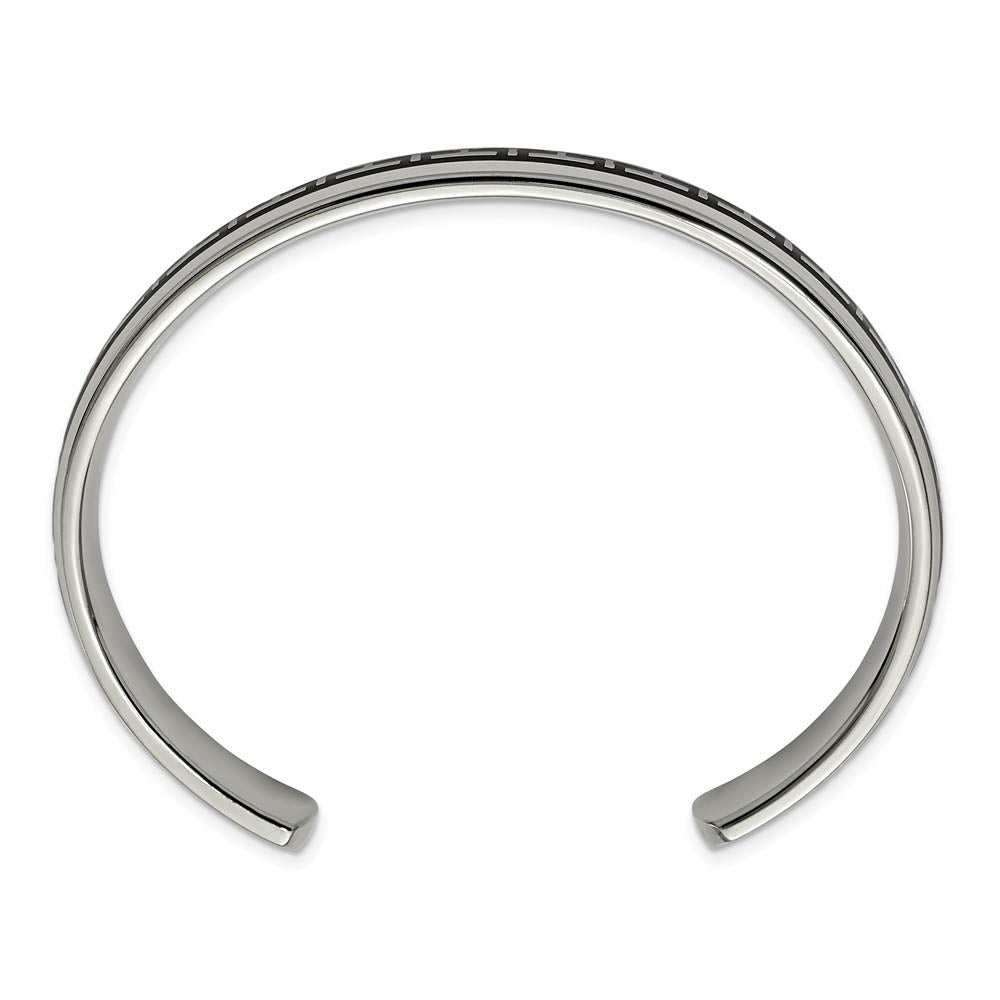 Men's 10mm Titanium Black Rubber Design Cuff Bracelet