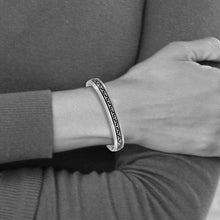 Men's 10mm Titanium Black Rubber Design Cuff Bracelet