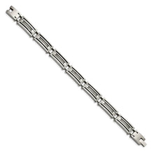 Men's Stainless Steel with Brushed Cable Inlay 9 Inch Bracelet