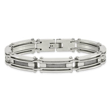 Men's Stainless Steel with Brushed Cable Inlay 9 Inch Bracelet