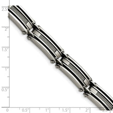 Men's Stainless Steel with Brushed Cable Inlay 9 Inch Bracelet