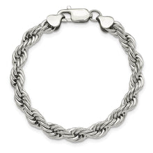 Men's 7mm Polished Rope Chain Bracelet in Stainless Steel