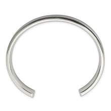Mens Stainless Steel 11mm Polished & Brushed Ridged Edge Cuff Bracelet