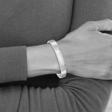 Mens Stainless Steel 11mm Polished & Brushed Ridged Edge Cuff Bracelet