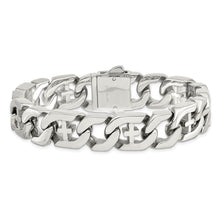 Men's 14mm Curb Link with Crosses Stainless Steel Bracelet, 8.5 Inch