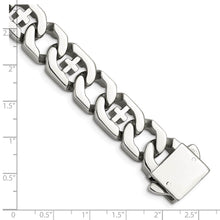 Men's 14mm Curb Link with Crosses Stainless Steel Bracelet, 8.5 Inch