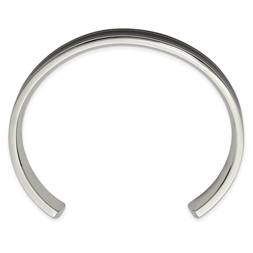 Men's 10mm Stainless Steel, Black Plated & Carbon Fiber Cuff Bracelet