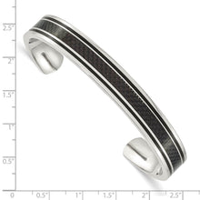 Men's 10mm Stainless Steel, Black Plated & Carbon Fiber Cuff Bracelet