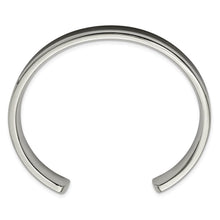Men's 10mm Stainless Steel & Enameled Black Wood Inlay Cuff Bracelet
