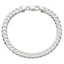 7.5mm Sterling Silver Solid Flat Curb Chain Bracelet
