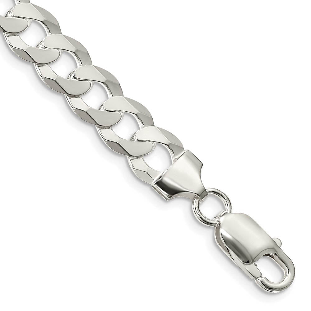 8.5mm Sterling Silver Solid Flat Curb Chain Bracelet