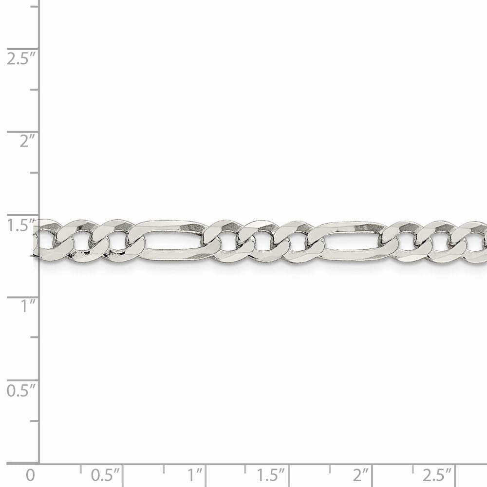 7mm Sterling Silver Flat Figaro Chain Bracelet