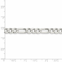 7mm Sterling Silver Flat Figaro Chain Bracelet