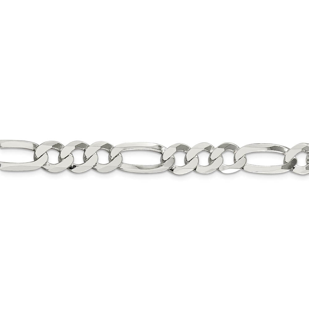 9.5mm Sterling Silver Flat Figaro Chain Bracelet