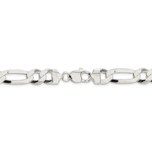 9.5mm Sterling Silver Flat Figaro Chain Bracelet