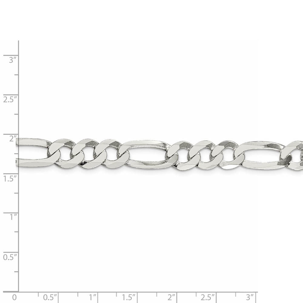 9.5mm Sterling Silver Flat Figaro Chain Bracelet