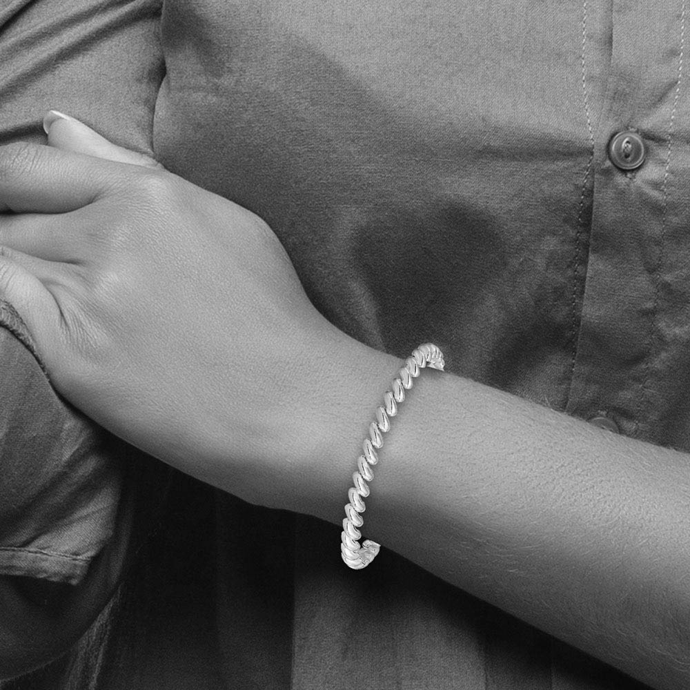 Sterling Silver 6mm Polished San Marco Chain Bracelet, 7.5 Inch