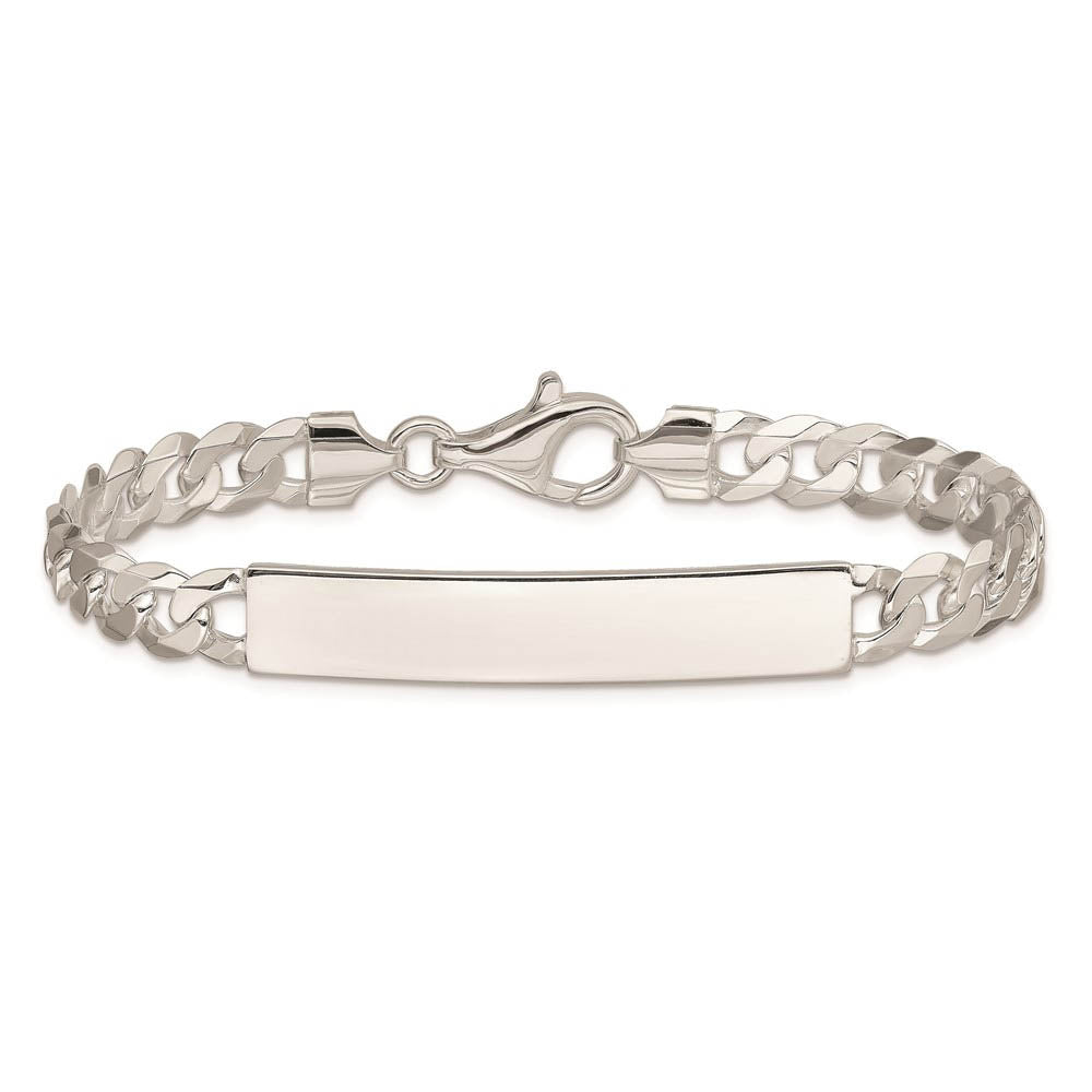 Men's 7mm Sterling Silver Engravable Curb I.D. Bracelet