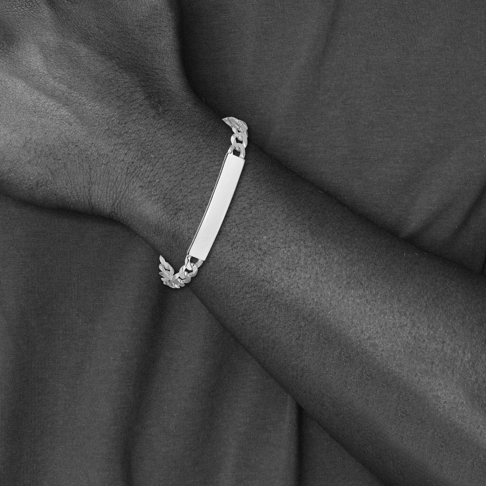 Men's 7mm Sterling Silver Engravable Curb I.D. Bracelet