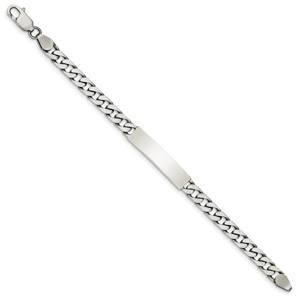 7mm Antiqued Sterling Silver Engravable Curb Link I.D. Bracelet