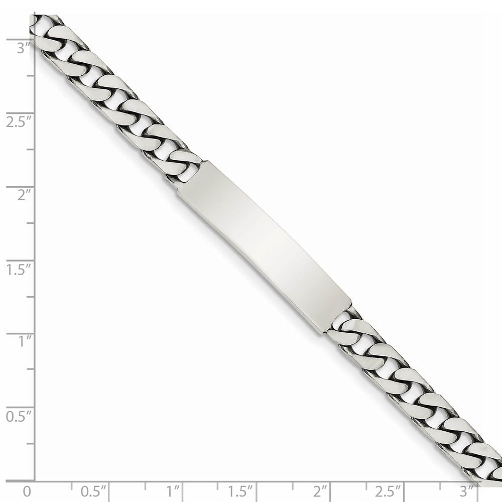 7mm Antiqued Sterling Silver Engravable Curb Link I.D. Bracelet
