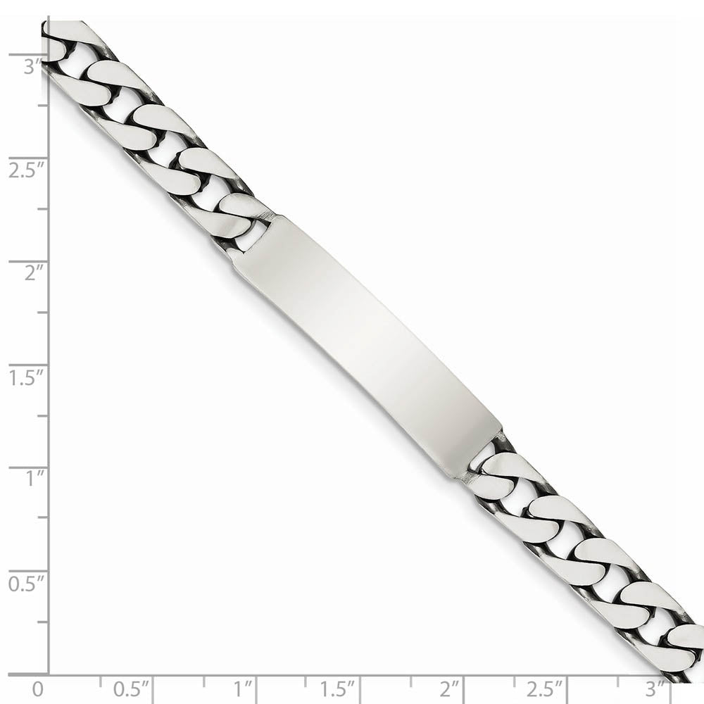 Men's 8mm Antiqued Sterling Silver Engravable Curb Link I.D. Bracelet