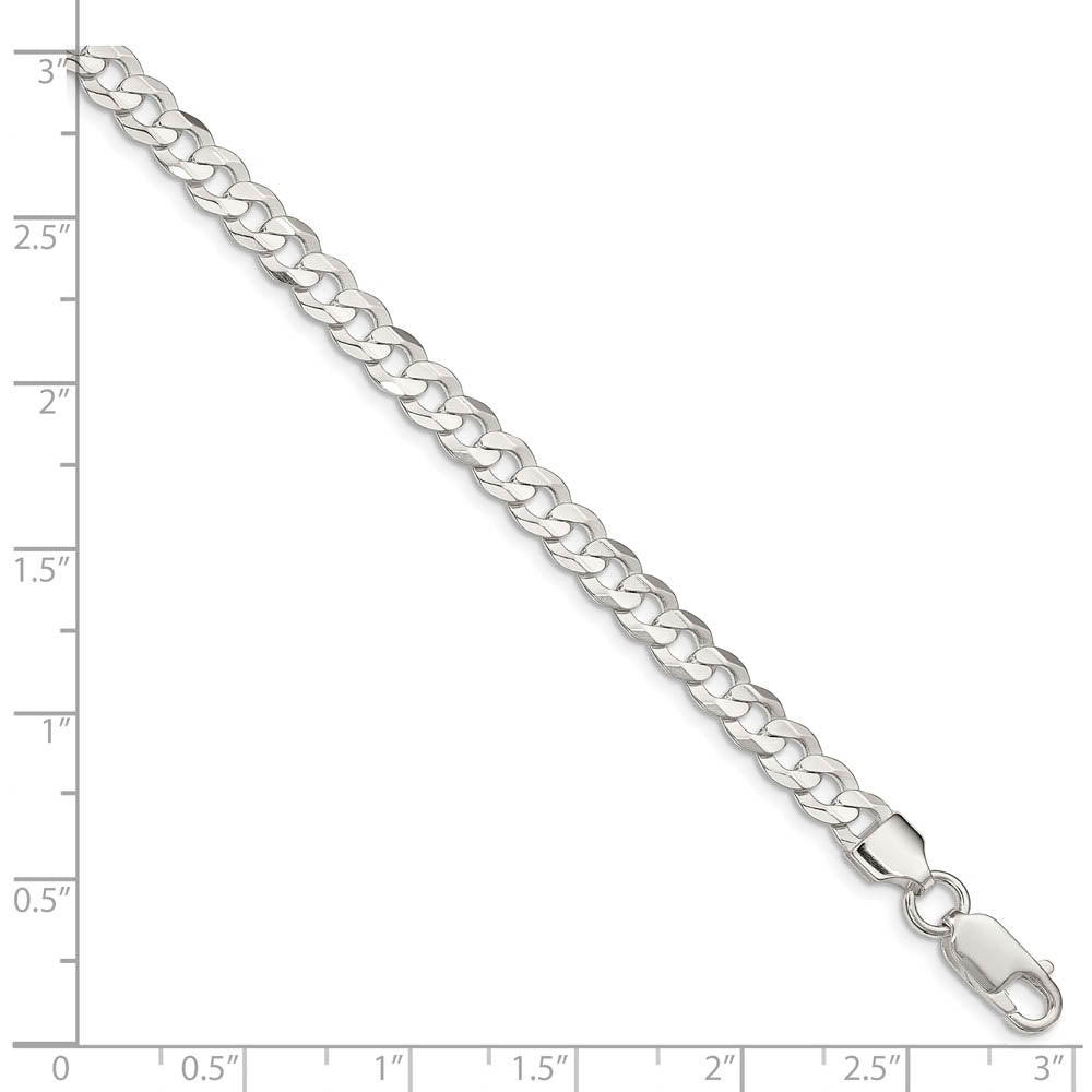 5.6mm Sterling Silver Solid Concave Beveled Curb Chain Bracelet