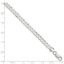 5.6mm Sterling Silver Solid Concave Beveled Curb Chain Bracelet