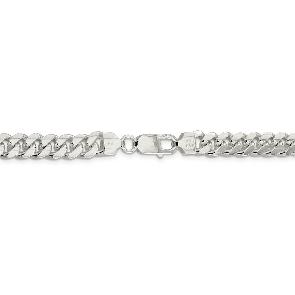 Men's 7.75mm Sterling Silver Solid Domed Curb Chain Bracelet