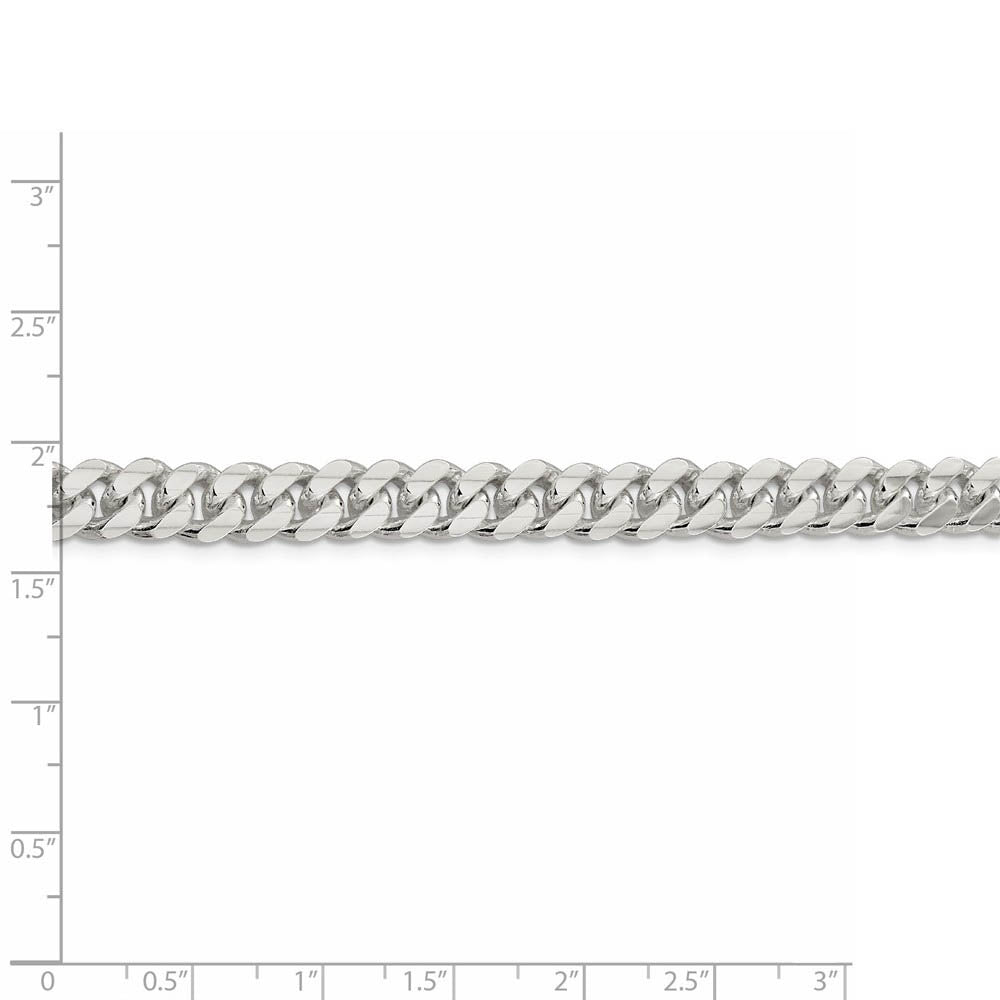 Men's 7.75mm Sterling Silver Solid Domed Curb Chain Bracelet