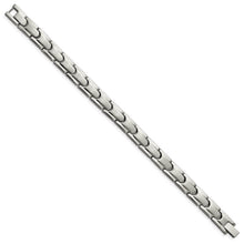 Men's 10mm Titanium Brushed & Polished Link Bracelet, 8.5 Inch