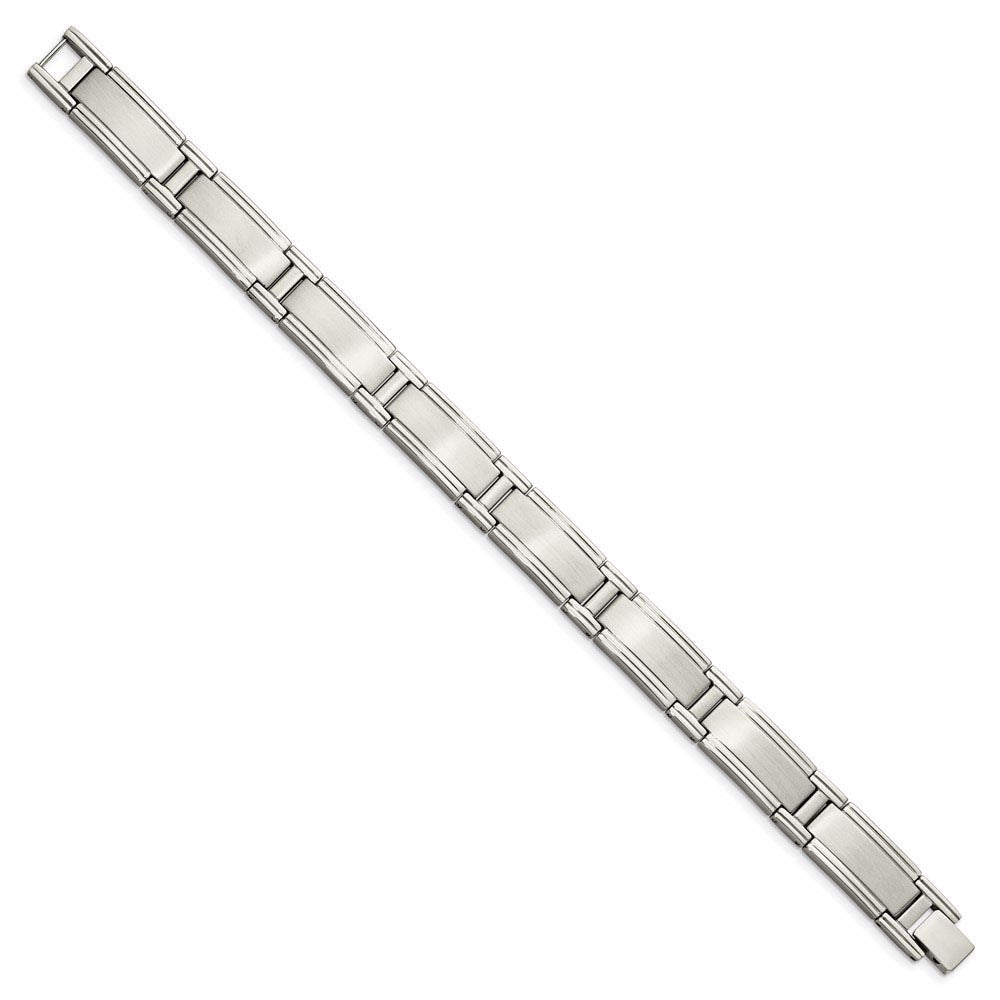 Men's 11mm Stainless Steel Multi Finish Satin Link Bracelet, 9.5 Inch