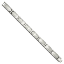 Men's 11mm Stainless Steel Multi Finish Satin Link Bracelet, 9.5 Inch