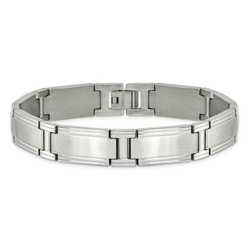 Men's 11mm Stainless Steel Multi Finish Satin Link Bracelet, 9.5 Inch