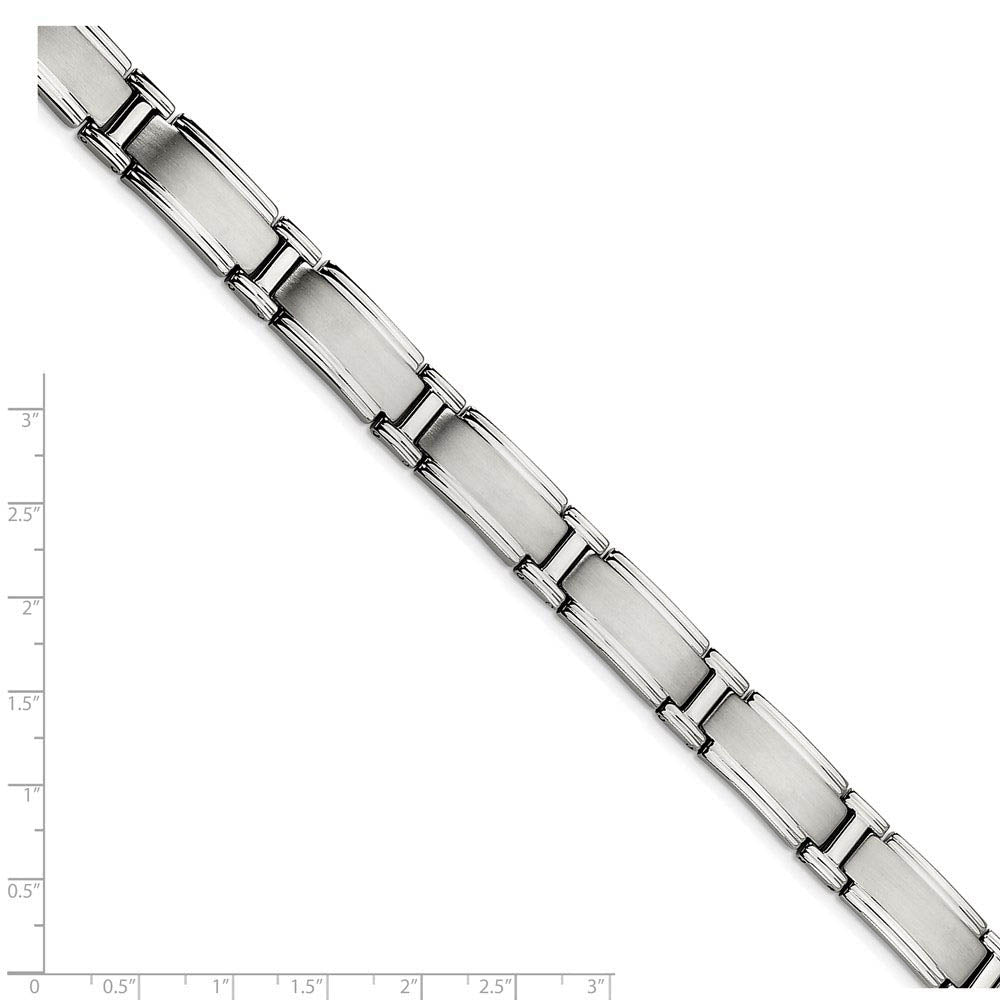 Men's 11mm Stainless Steel Multi Finish Satin Link Bracelet, 9.5 Inch