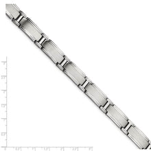 Men's 11mm Stainless Steel Multi Finish Satin Link Bracelet, 9.5 Inch