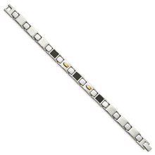 Men's Stainless Steel, Carbon Fiber & Gold Tone Bracelet, 9.5 Inch