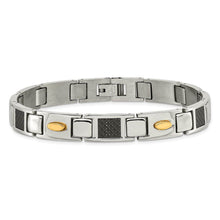 Men's Stainless Steel, Carbon Fiber & Gold Tone Bracelet, 9.5 Inch