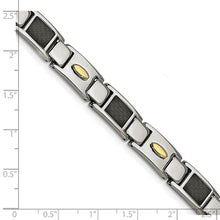 Men's Stainless Steel, Carbon Fiber & Gold Tone Bracelet, 9.5 Inch