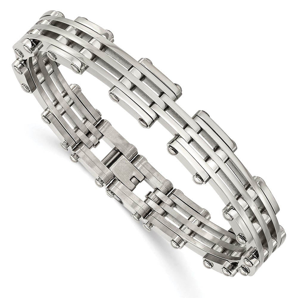 Men's Stainless Steel 10mm Polished Link Bracelet, 9 Inch