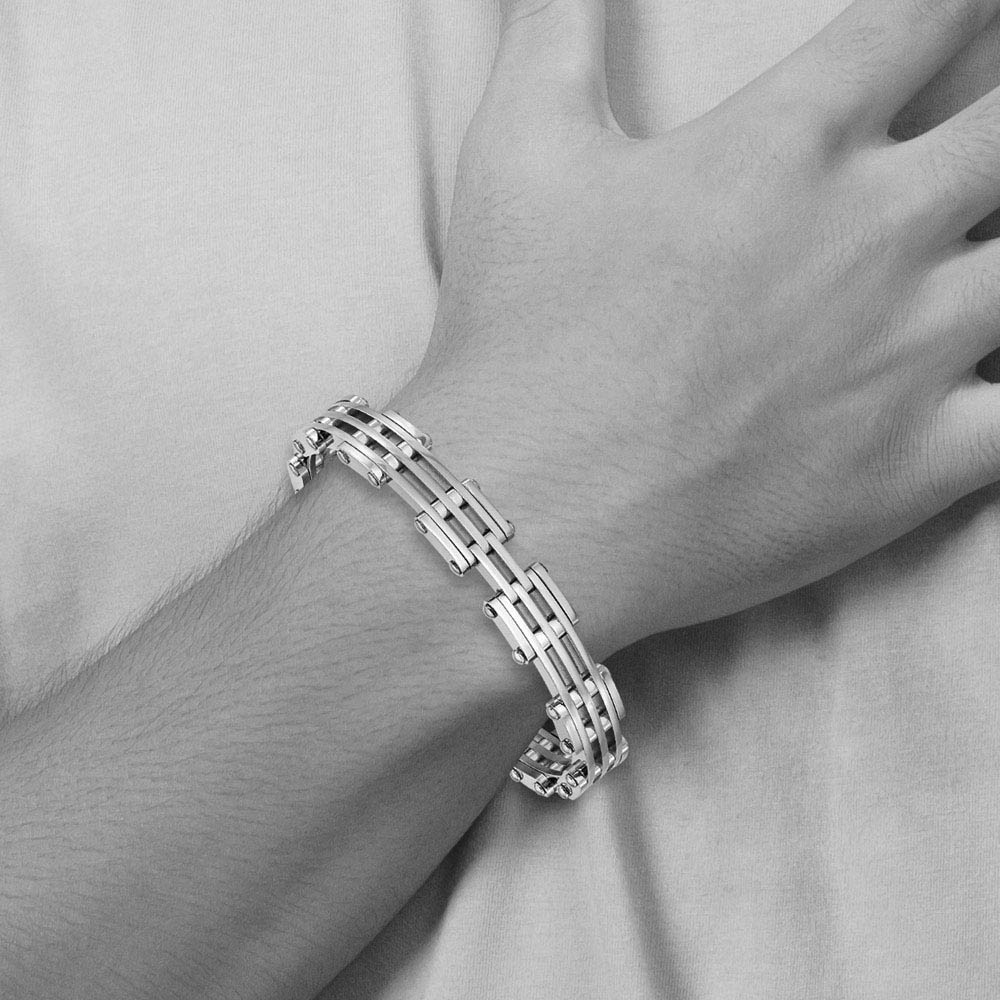 Men's Stainless Steel 10mm Polished Link Bracelet, 9 Inch