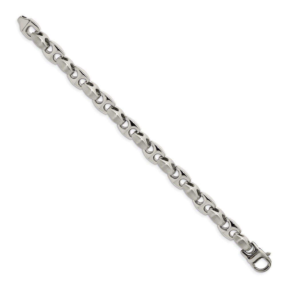 Men's 10mm Stainless Steel Anchor Link Chain Bracelet, 8.25 Inch