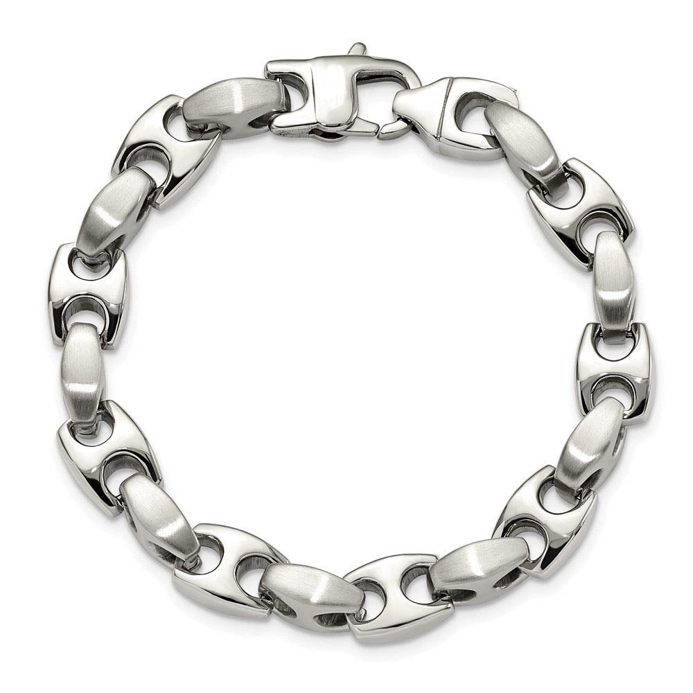 Men's 10mm Stainless Steel Anchor Link Chain Bracelet, 8.25 Inch
