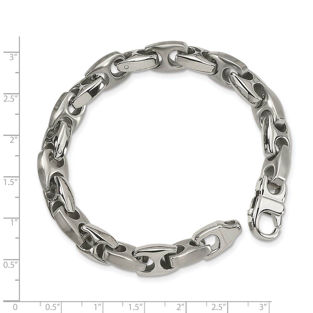 Men's 10mm Stainless Steel Anchor Link Chain Bracelet, 8.25 Inch