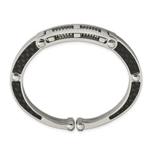 Men's Stainless Steel & Black Carbon Fiber 11mm Hinged Cuff Bracelet
