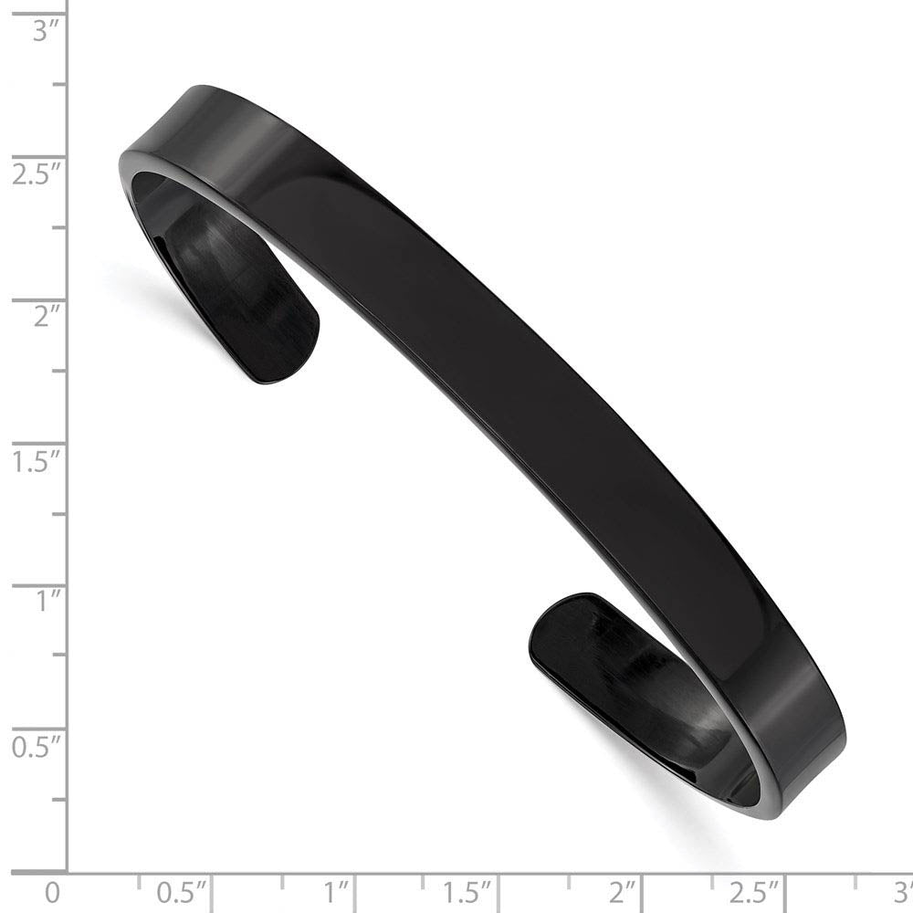 Men's Black Plated Stainless Steel 9mm Polished Cuff Bracelet