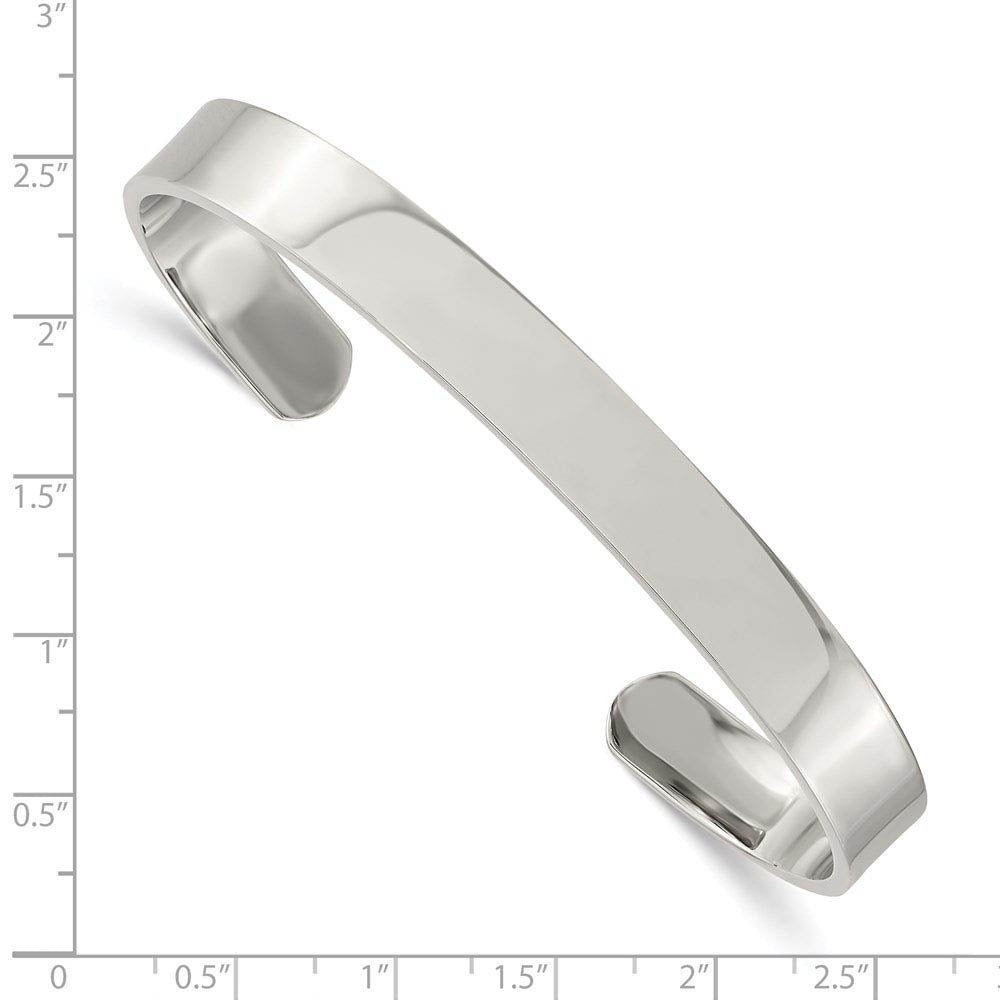 Men's Stainless Steel 9mm Polished Engravable Cuff Bracelet
