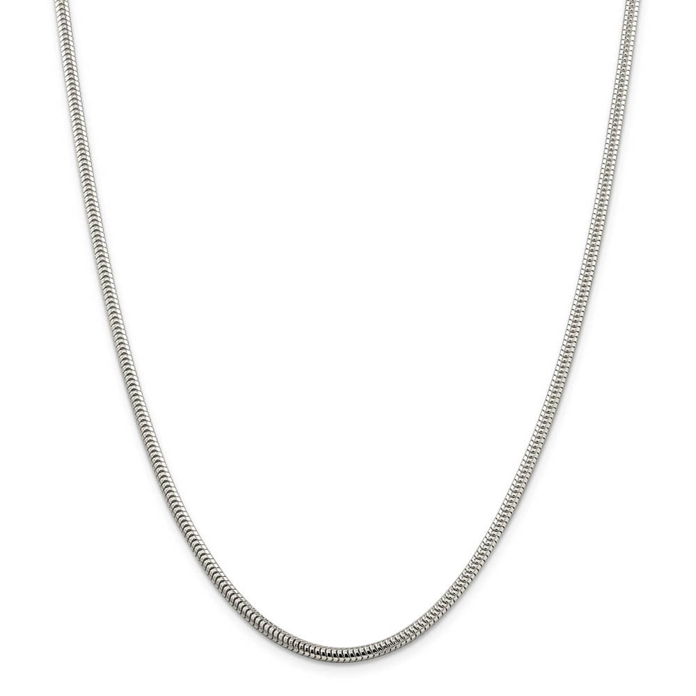 3mm Sterling Silver Solid Classic Round Snake Chain Necklace