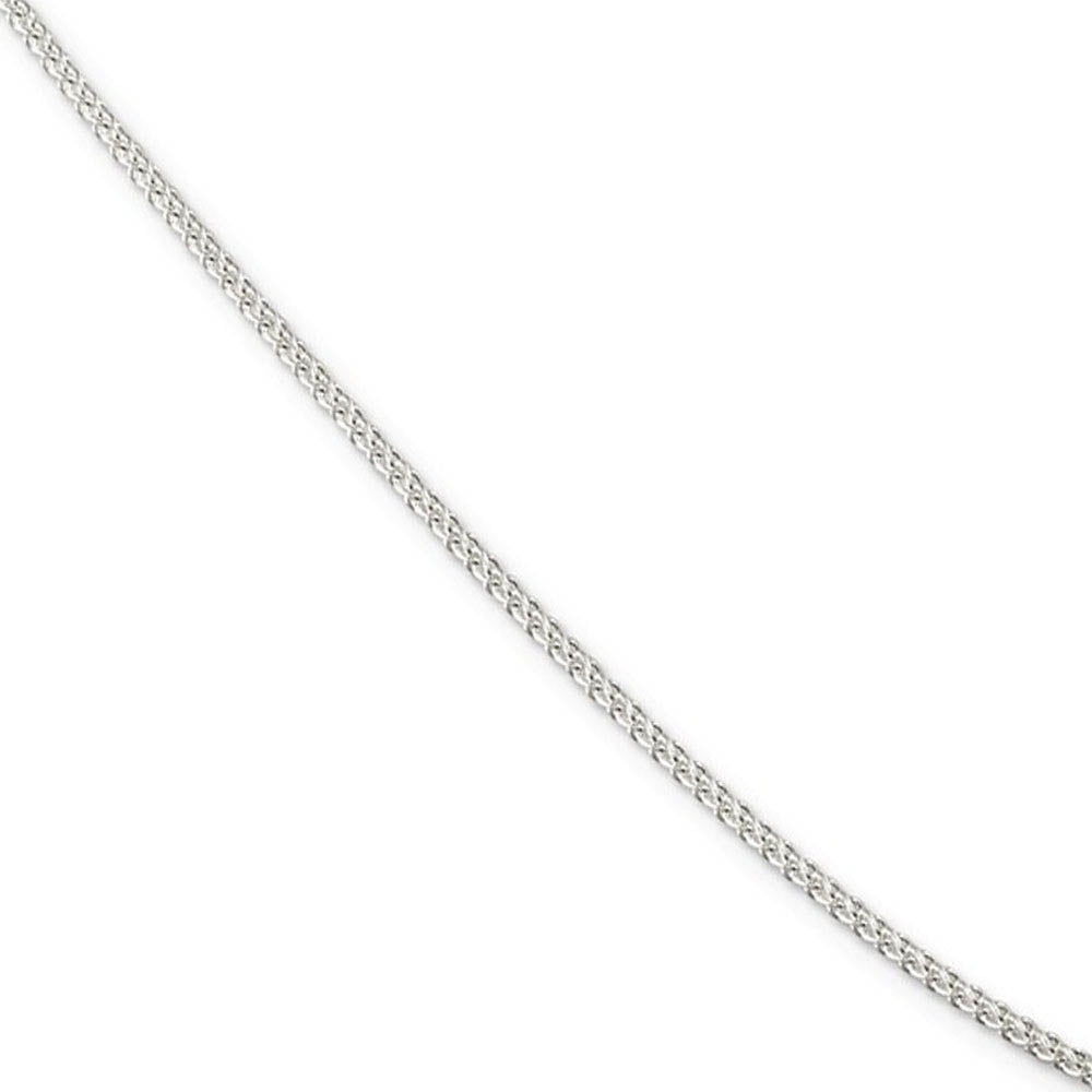 1.75mm Rhodium Plated Sterling Silver Solid Round Spiga Chain Necklace